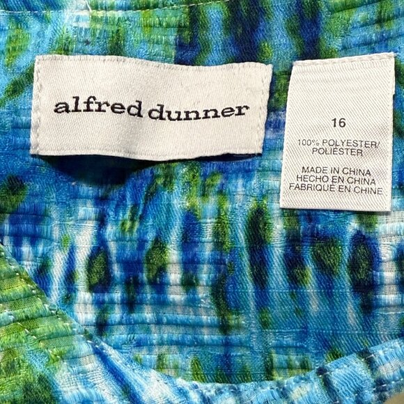 Alfred Dunner Womens Size 16 Multicolor Button-Up Jacket Blue & Green Pattern - Picture 4 of 7